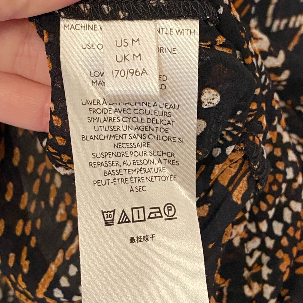 Free People Lele Printed Blouse Size Medium. 🧡🤍🖤 only worn once - Picture 9 of 9